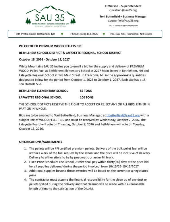 October Wood Pellet Bid (BES & LAF)